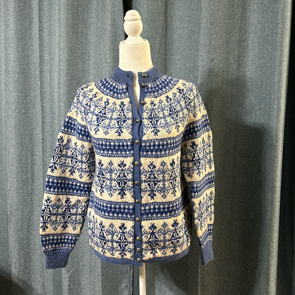 Unique Vintage Paul Mage 100% Wool handmade Fair Isle Style Sweater M DENMARK